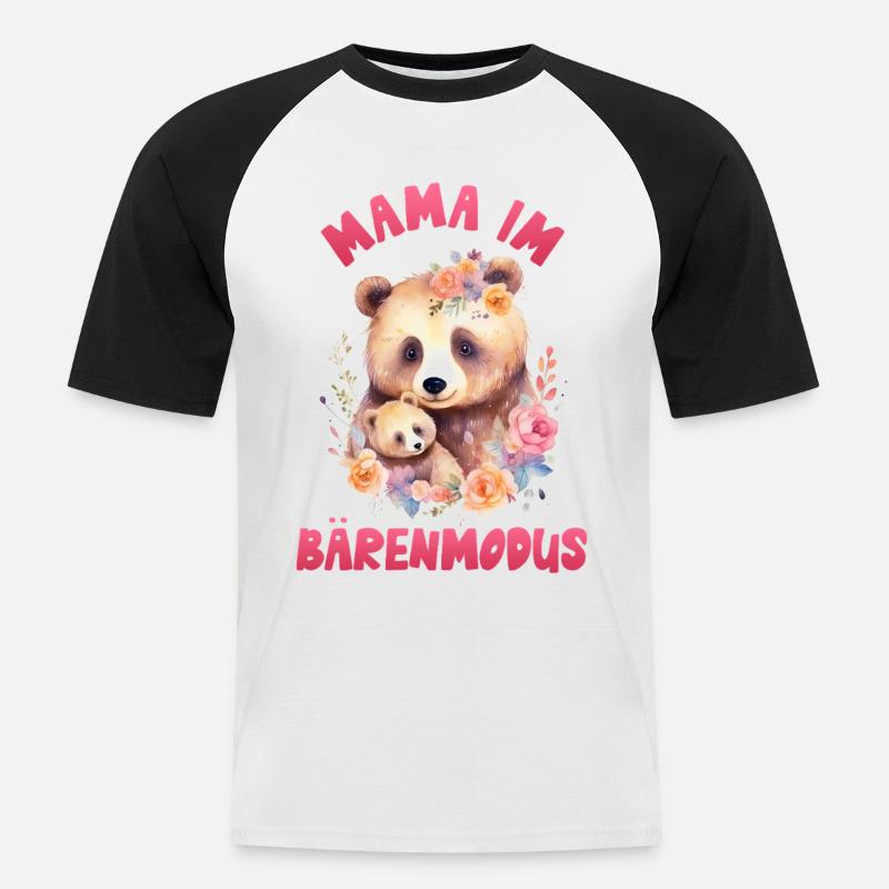 Werdende Mutter MAMA IM BÄRENMODUS Lustig - Männer Baseball-T-Shirt - Weiß/Schwarz