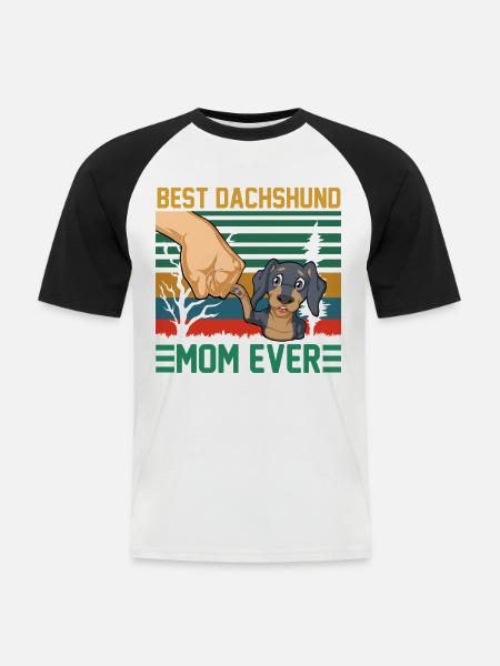 Beste Dackelmutter aller Zeiten - Männer Baseball-T-Shirt - Weiß/Schwarz