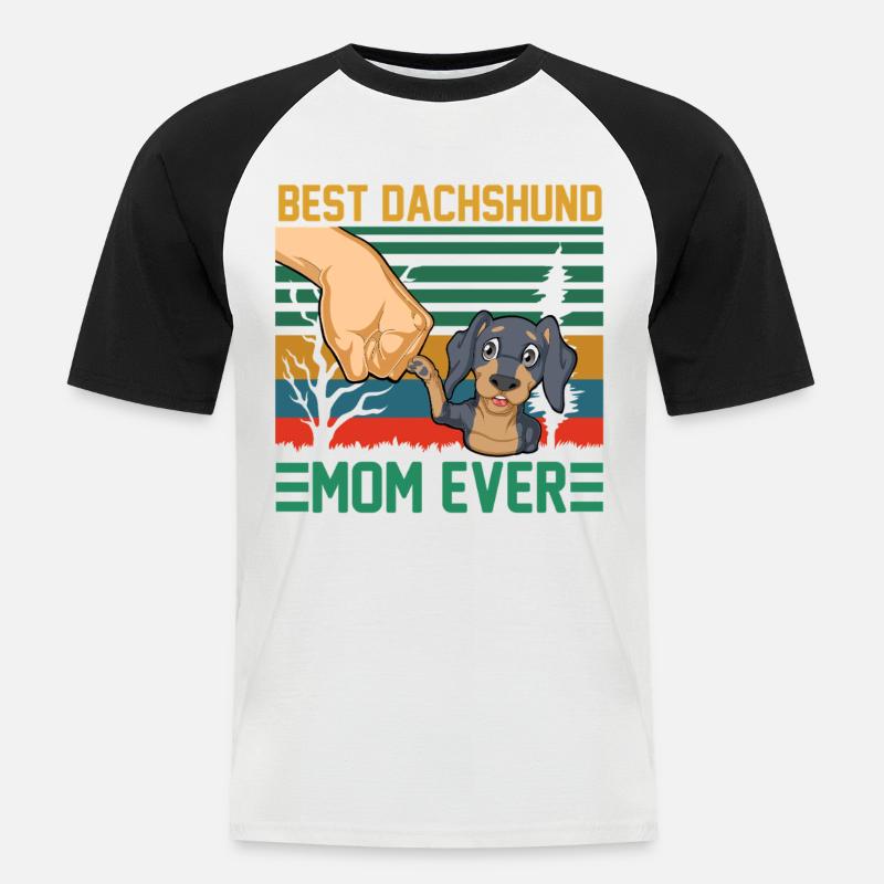 Beste Dackelmutter aller Zeiten - Männer Baseball-T-Shirt - Weiß/Schwarz