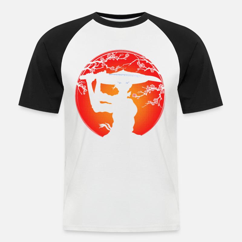 Ragazza samurai - Maglia da baseball a manica corta da uomo - bianco/nero