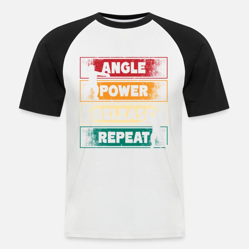 Kugelstoßen Kugelstoß Angle Power Release - Männer Baseball-T-Shirt - Weiß/Schwarz