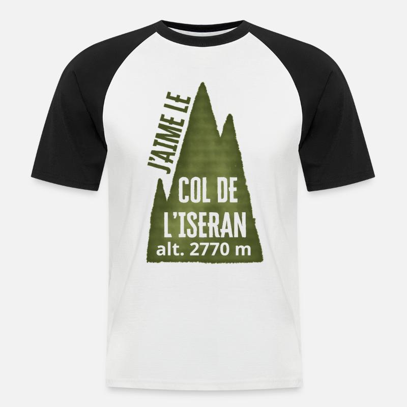 COL DE L’ISERAN ALTA 2770 metri - Maglia da baseball a manica corta da uomo - bianco/nero