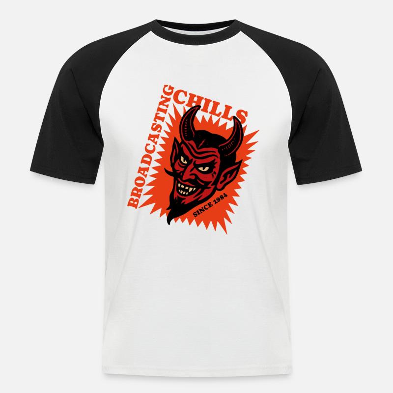 Broadcasting Chills - Devil - Teufel - Männer Baseball-T-Shirt - Weiß/Schwarz