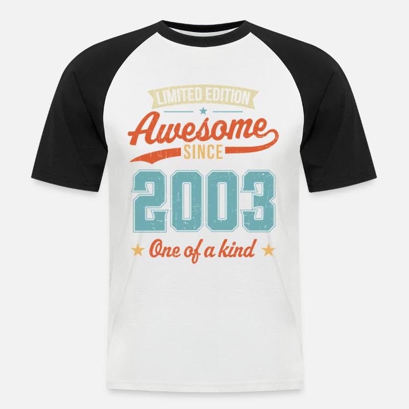 Genial seit 2003 - Männer Baseball-T-Shirt - Weiß/Schwarz