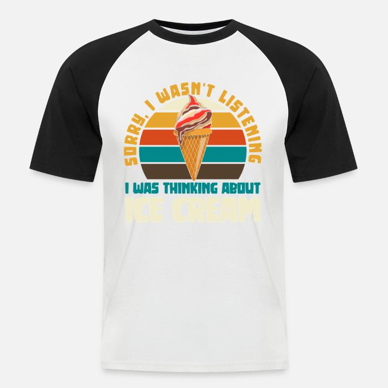 Retro Eiscreme Humor Kreis - Männer Baseball-T-Shirt - Weiß/Schwarz