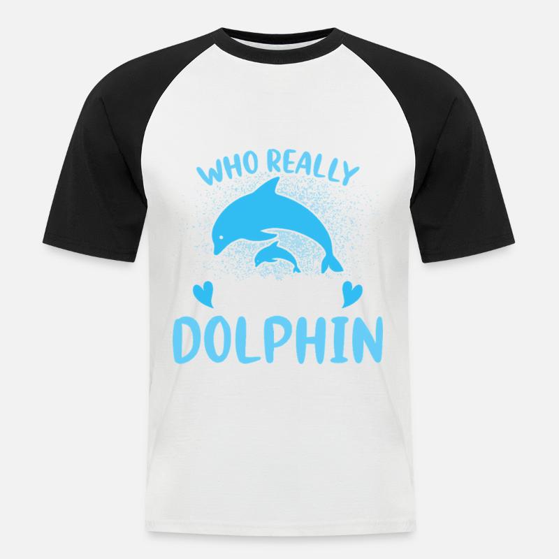 Delfin - Männer Baseball-T-Shirt - Weiß/Schwarz