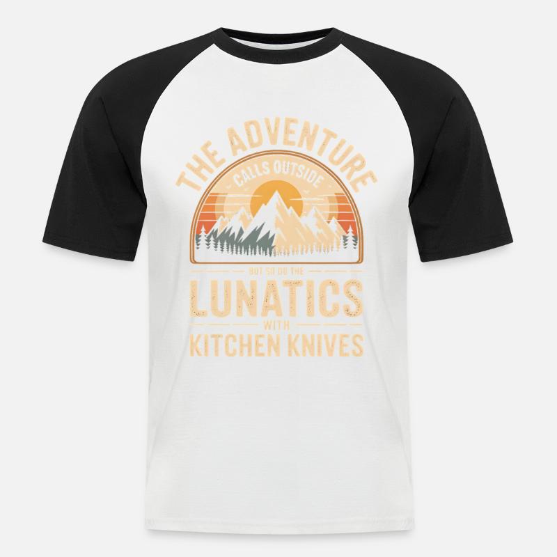Bergabenteuer Ruf der Lunatics Küchenmesser - Männer Baseball-T-Shirt - Weiß/Schwarz