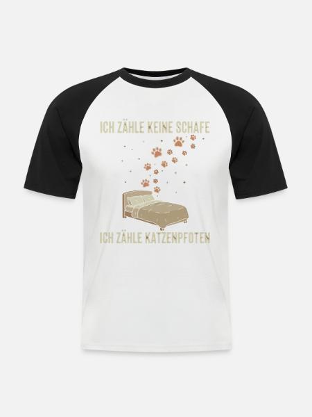 Ich zähle Katzenpfoten Bettdekor - Männer Baseball-T-Shirt - Weiß/Schwarz