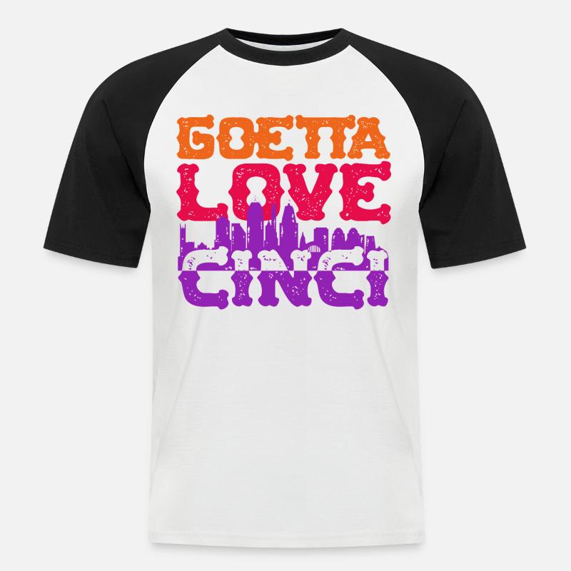 Goetta Love Cinci Wurst - Männer Baseball-T-Shirt - Weiß/Schwarz