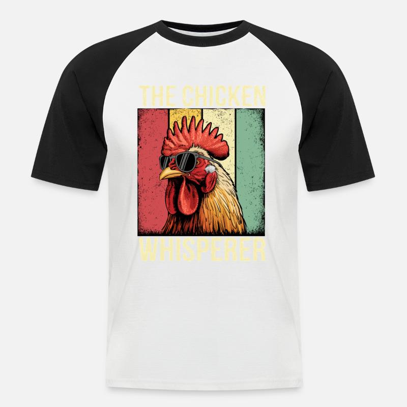 The Chicken Whisperer Retro Tee - Männer Baseball-T-Shirt - Weiß/Schwarz