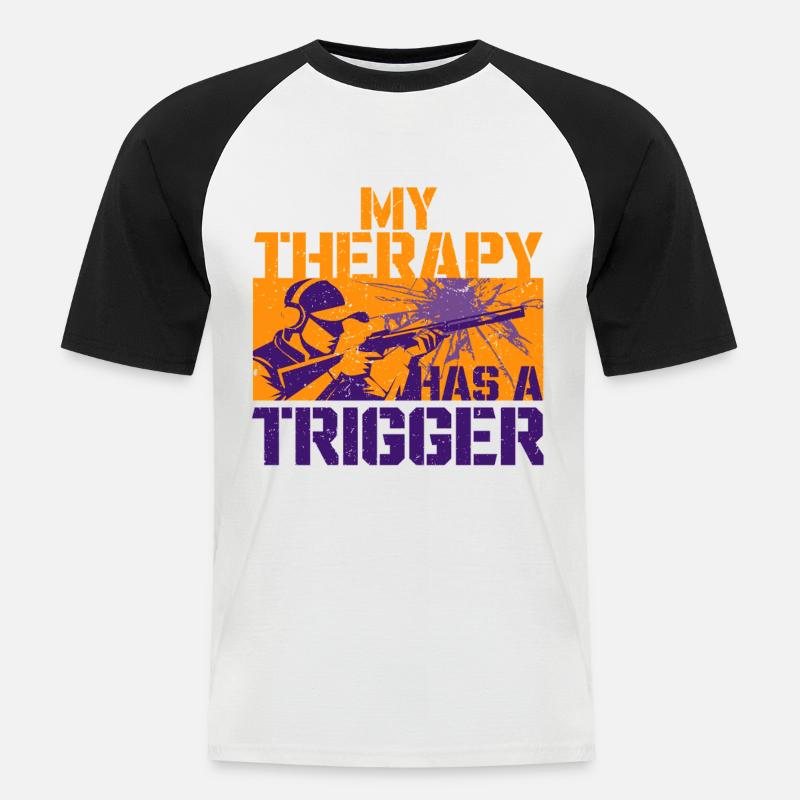 Tontaubenschießen Wurfscheibenschießen - Männer Baseball-T-Shirt - Weiß/Schwarz