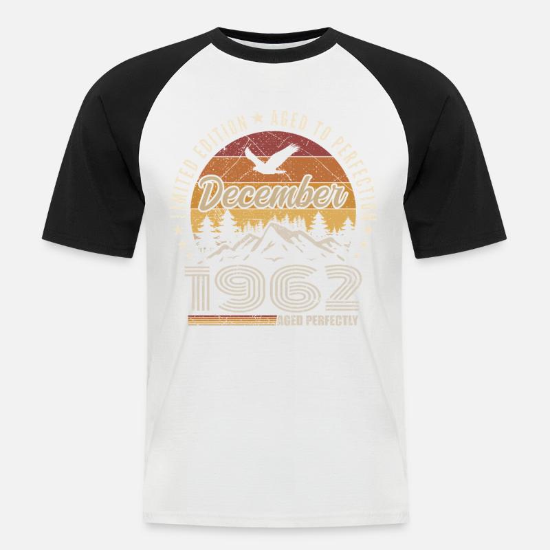 Dezember 1962 Originalausgabe Dezember-Geschenk - Männer Baseball-T-Shirt - Weiß/Schwarz