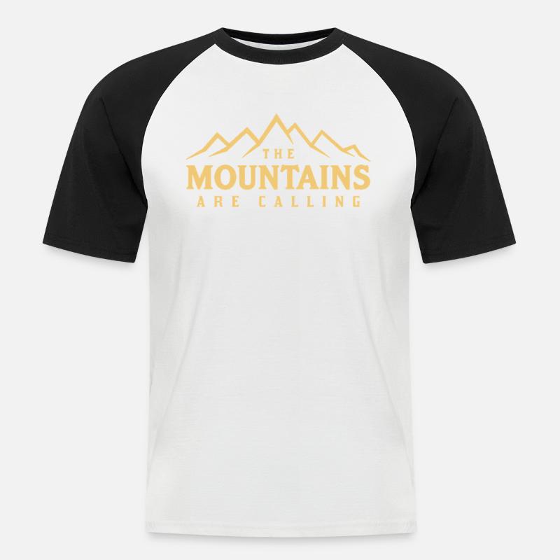 THE MOUNTAINS ARE CALLING Spruch Statement - Männer Baseball-T-Shirt - Weiß/Schwarz