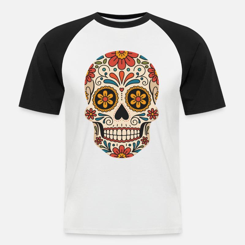 Cinco De Mayo Schädelsymbol Feier - Männer Baseball-T-Shirt - Weiß/Schwarz