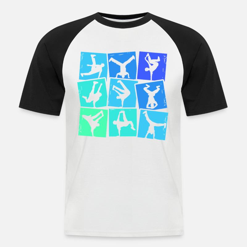 Breakdance Breakdancer Breakdancing Kinder Jungen - Männer Baseball-T-Shirt - Weiß/Schwarz