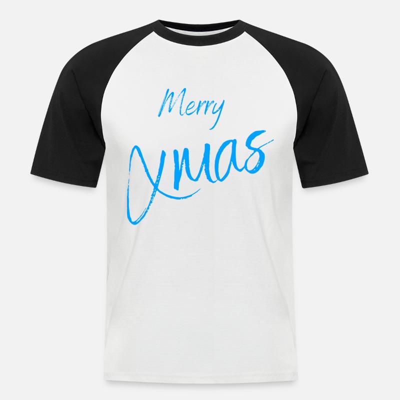 Frohe Weihnachten Script Circle - Männer Baseball-T-Shirt - Weiß/Schwarz
