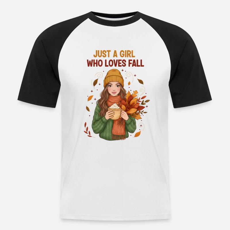 Das Mädchen, das den Herbst liebt - Männer Baseball-T-Shirt - Weiß/Schwarz