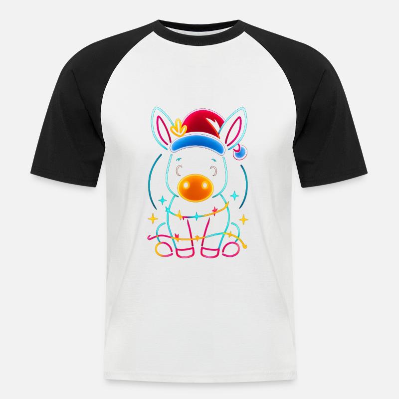 Donkey Elf Christmas Funny Gift - Men's Baseball T-Shirt - white/black