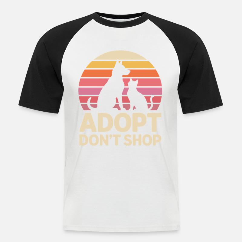 Adopt Don't Shop: Tierliebe Statement - Männer Baseball-T-Shirt - Weiß/Schwarz