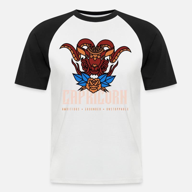Steinbock - Männer Baseball-T-Shirt - Weiß/Schwarz