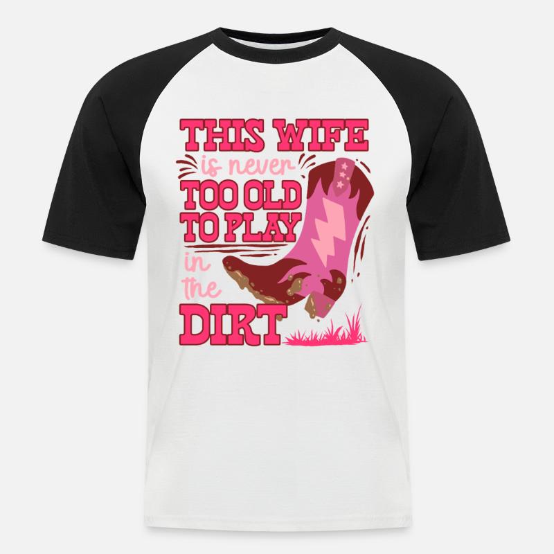 Ehefrau eines Bauern Mutter - Männer Baseball-T-Shirt - Weiß/Schwarz