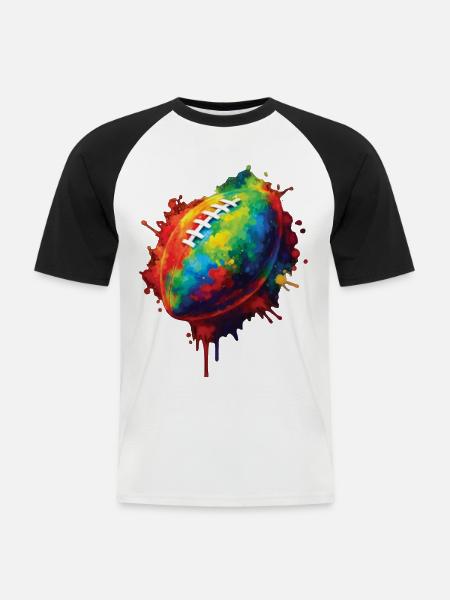 Rugby Ball - Colorful Sports Design for Fans - Men's Baseball T-Shirt - white/black