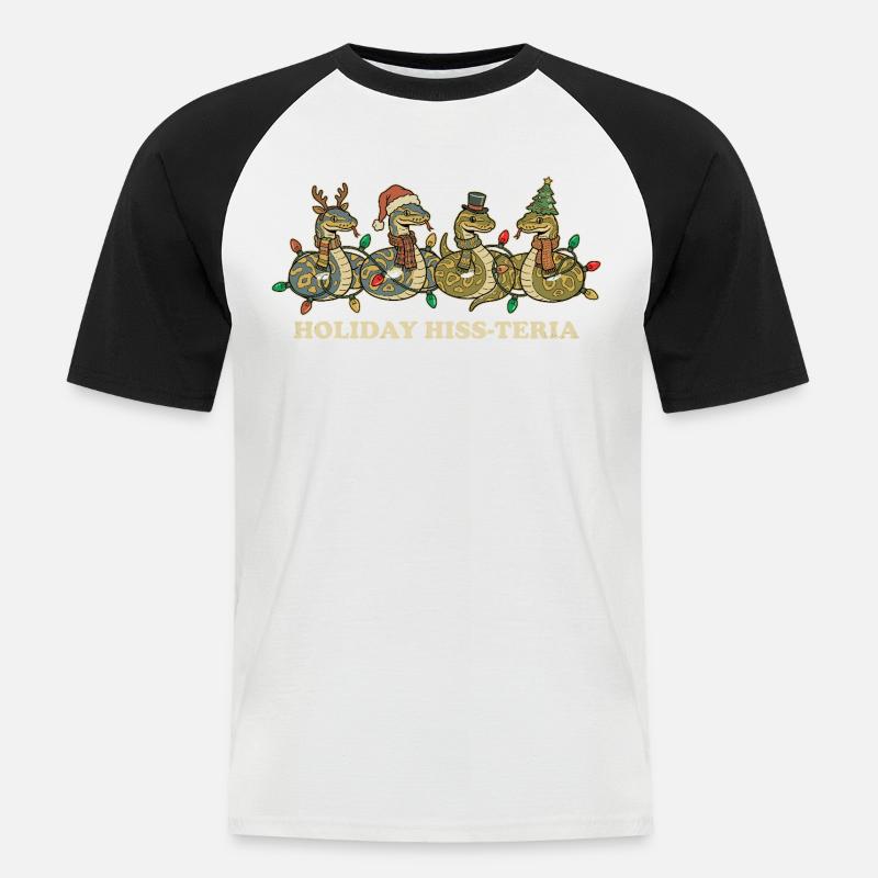 King Python Christmas Lights Gift - Men's Baseball T-Shirt - white/black