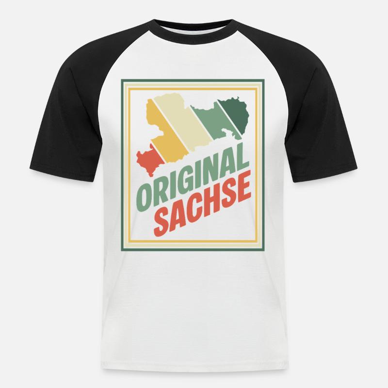 Original Sachsen Retro Emblem - Männer Baseball-T-Shirt - Weiß/Schwarz