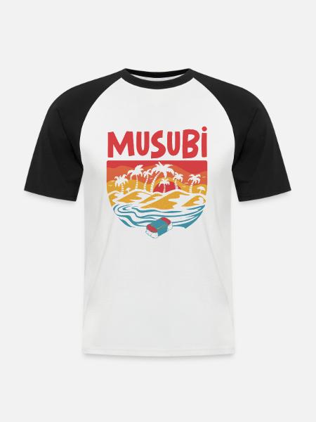 Musubi The Real Island Snack - Männer Baseball-T-Shirt - Weiß/Schwarz