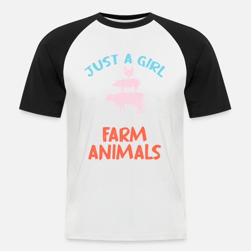 Nur ein Mädchen liebt Hoftiere - Männer Baseball-T-Shirt - Weiß/Schwarz