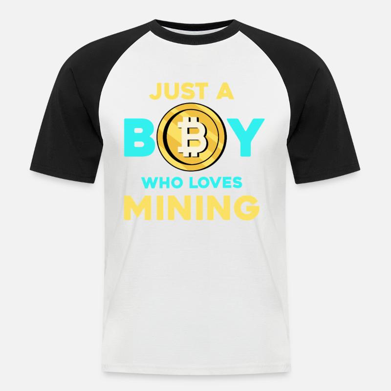 Krypto Mining Junge – Bitcoin Leidenschaft - Männer Baseball-T-Shirt - Weiß/Schwarz