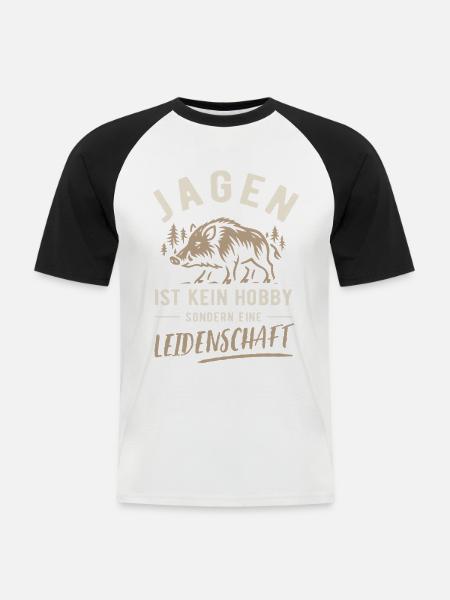 Jagen | Kein Hobby sondern Leidenschaft - Männer Baseball-T-Shirt - Weiß/Schwarz