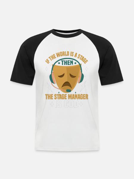 Theatertechniker Bühnenarbeiter Theatertechnik Beleuchtung - Männer Baseball-T-Shirt - Weiß/Schwarz