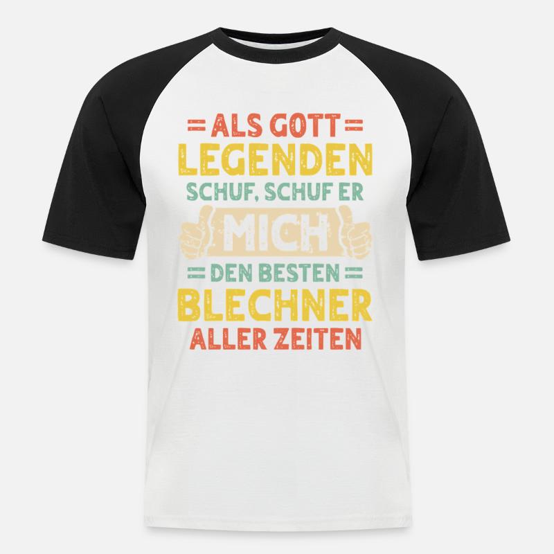 Blechner - Männer Baseball-T-Shirt - Weiß/Schwarz