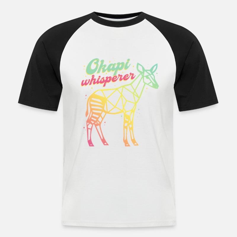 Okapi Whisperer - Männer Baseball-T-Shirt - Weiß/Schwarz
