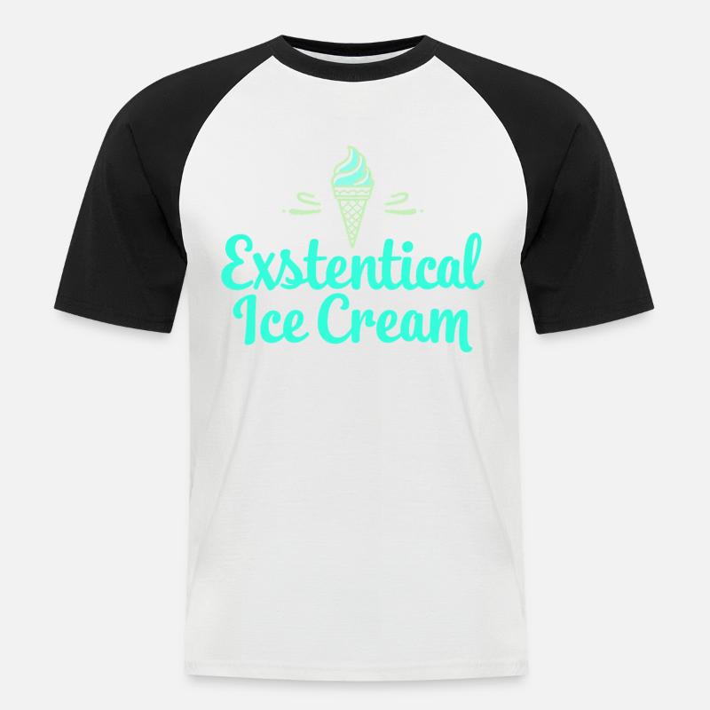 Existenzielle Eiscreme Lustiger Spruch Eis Waffel - Männer Baseball-T-Shirt - Weiß/Schwarz