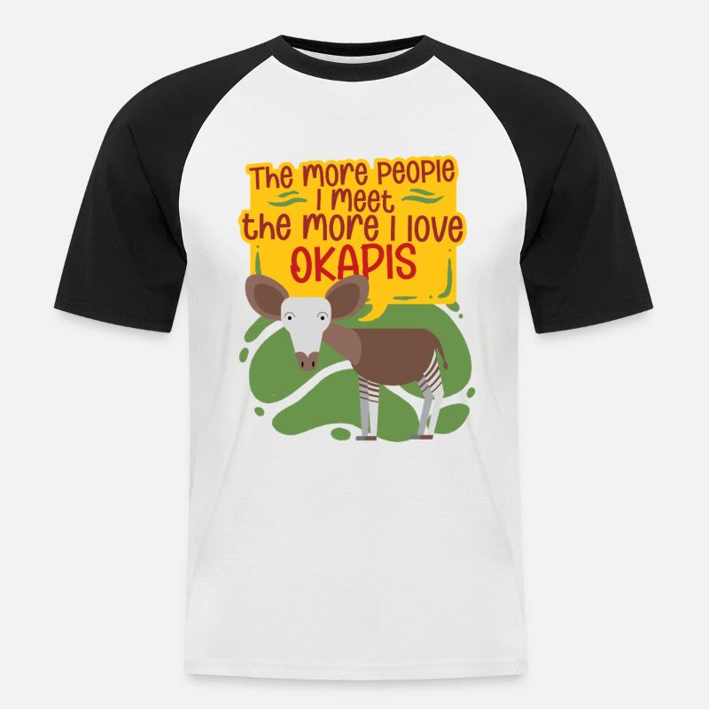 Okapi Tier - Männer Baseball-T-Shirt - Weiß/Schwarz