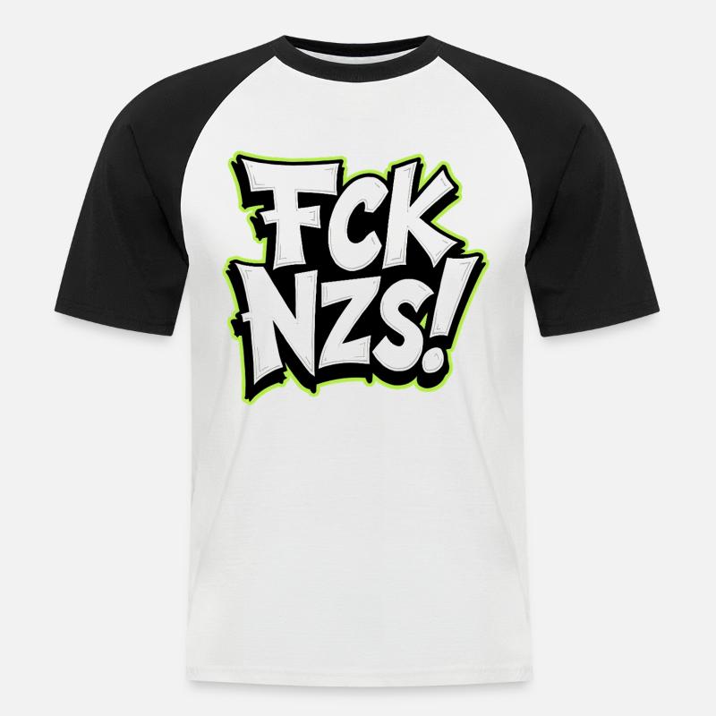 FCK NZS Statement gegen Rassismus - Männer Baseball-T-Shirt - Weiß/Schwarz