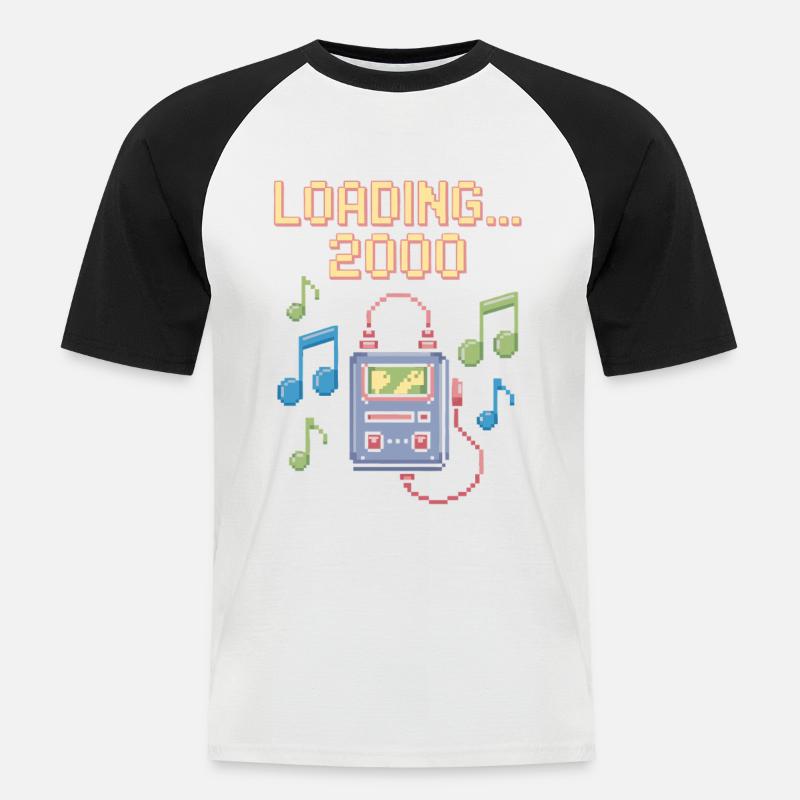 Retro Pixel Design – Loading 2000 - Men's Baseball T-Shirt - white/black