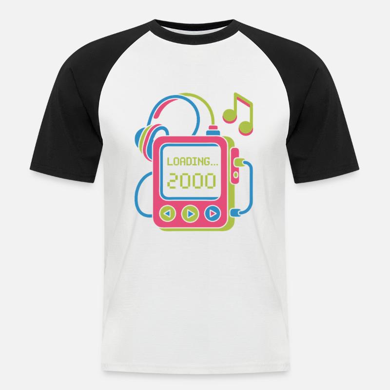 Retro MP3 Player 2000er Musikdesign bunt - Männer Baseball-T-Shirt - Weiß/Schwarz