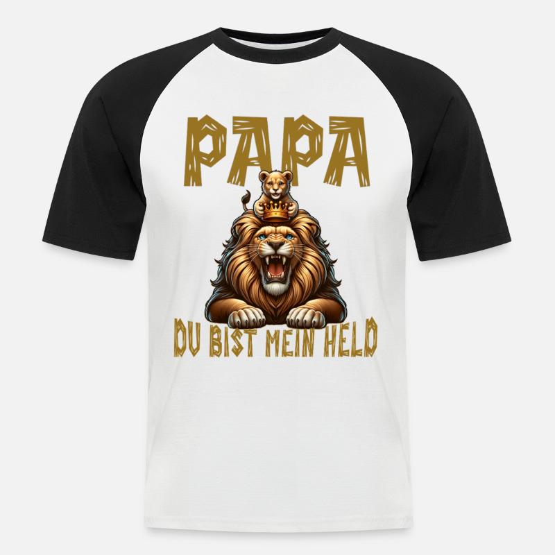 Papa Du Bist Mein Held  - Männer Baseball-T-Shirt - Weiß/Schwarz