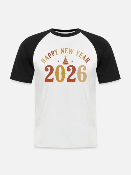 Feiert die schöne Silvesterparty 2026 - Männer Baseball-T-Shirt - Weiß/Schwarz
