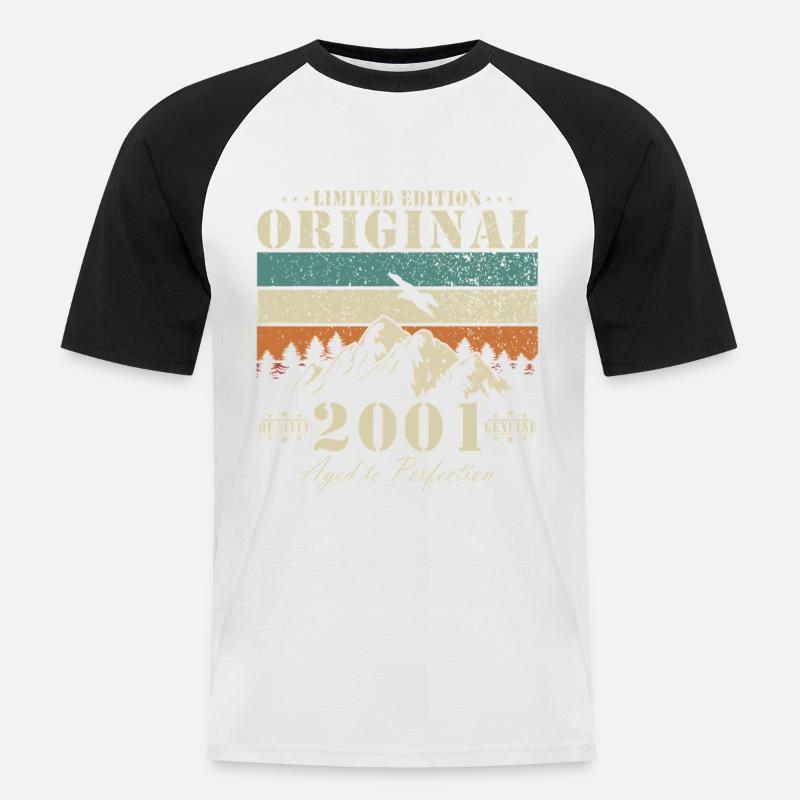 Limitierte Original 2001 Berglandschaft - Männer Baseball-T-Shirt - Weiß/Schwarz