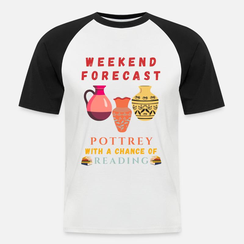 Wochenendvorhersage: Töpferei mit Lesechance  - Männer Baseball-T-Shirt - Weiß/Schwarz