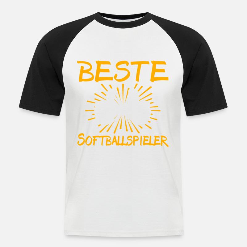 Softballspieler Geschenkidee - Männer Baseball-T-Shirt - Weiß/Schwarz