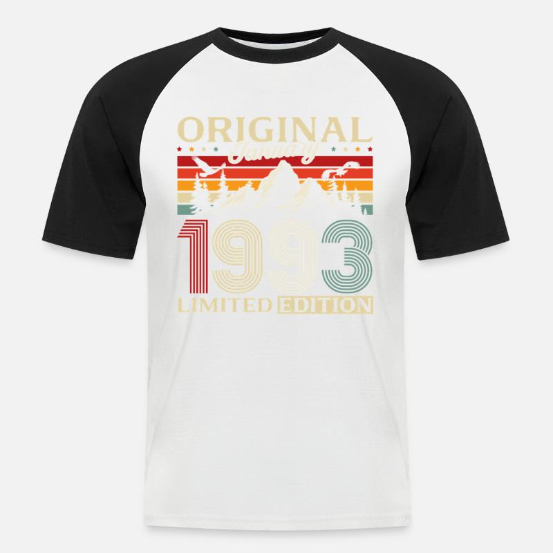 33rd Birthday Original January 1993 - Men's Baseball T-Shirt - white/black