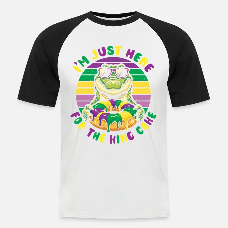 King Cake Mardi Gras Aligator - Männer Baseball-T-Shirt - Weiß/Schwarz
