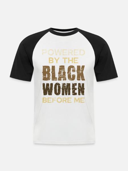 Kraft Schwarzer Frauen Vor Mir - Männer Baseball-T-Shirt - Weiß/Schwarz