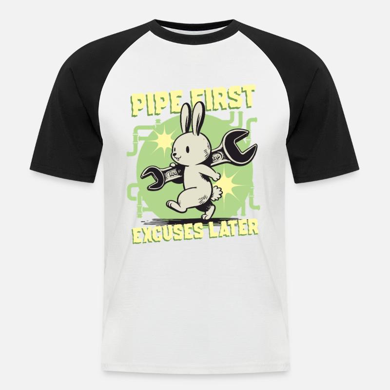 Pipelayer Pipe Builder Pipe First - Men's Baseball T-Shirt - white/black