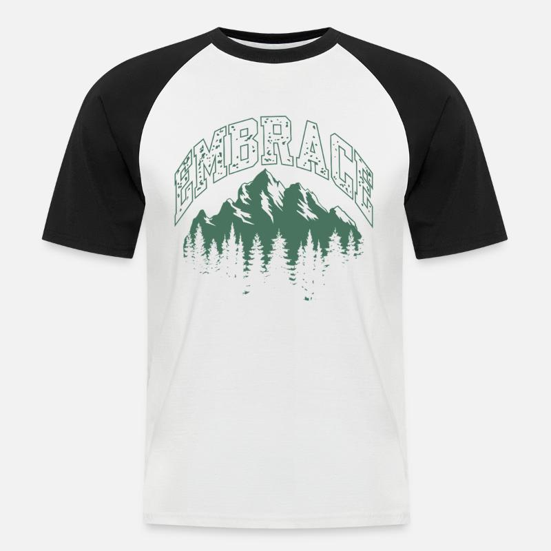 Umarme das Adventure Mountain Logo - Männer Baseball-T-Shirt - Weiß/Schwarz